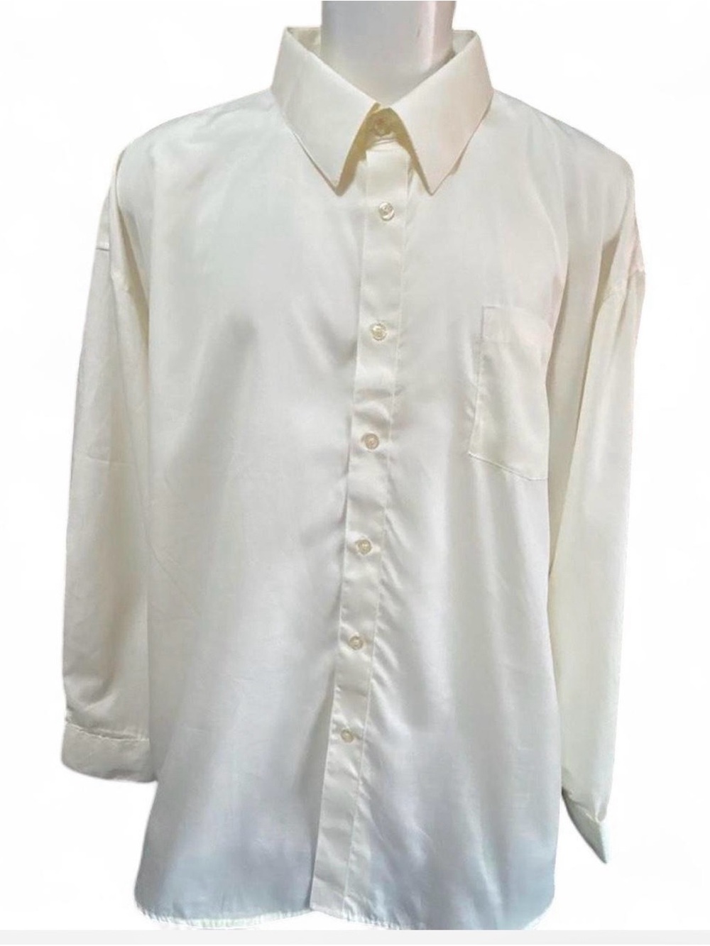 Deadstock Vintage 90s Dimension Cream Long Sleeve Dress Shirt 4XL big and tall